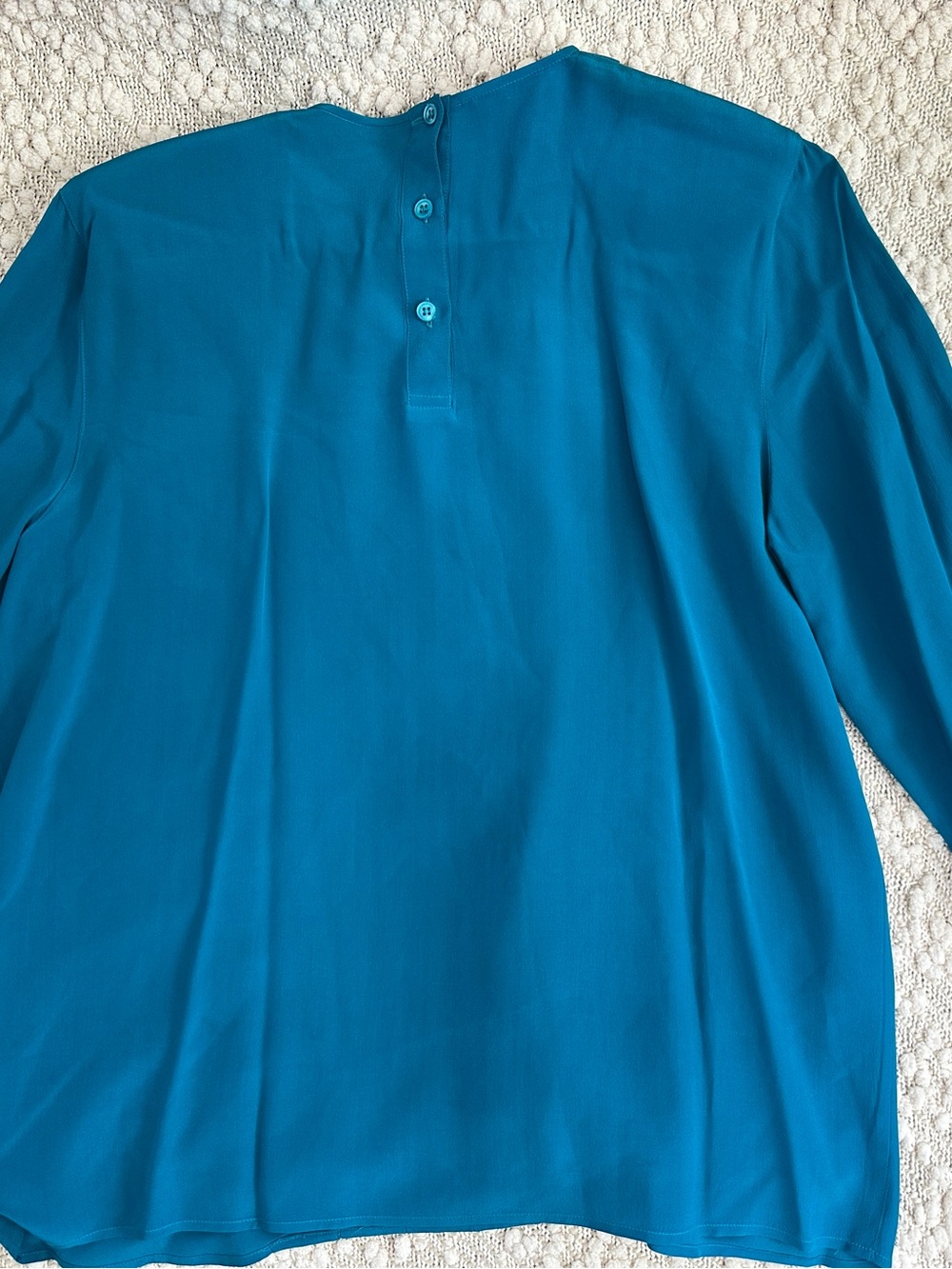 Vintage Silk Studio by Claude Bennett Teal 100% Silk Blouse Size 10 British HK - Picture 3 of 5